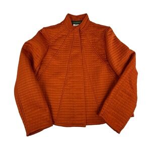 Harve Benard Quilted Jacket Womens 8 Burnt Orange Rust Mock Neck Open Front 3485